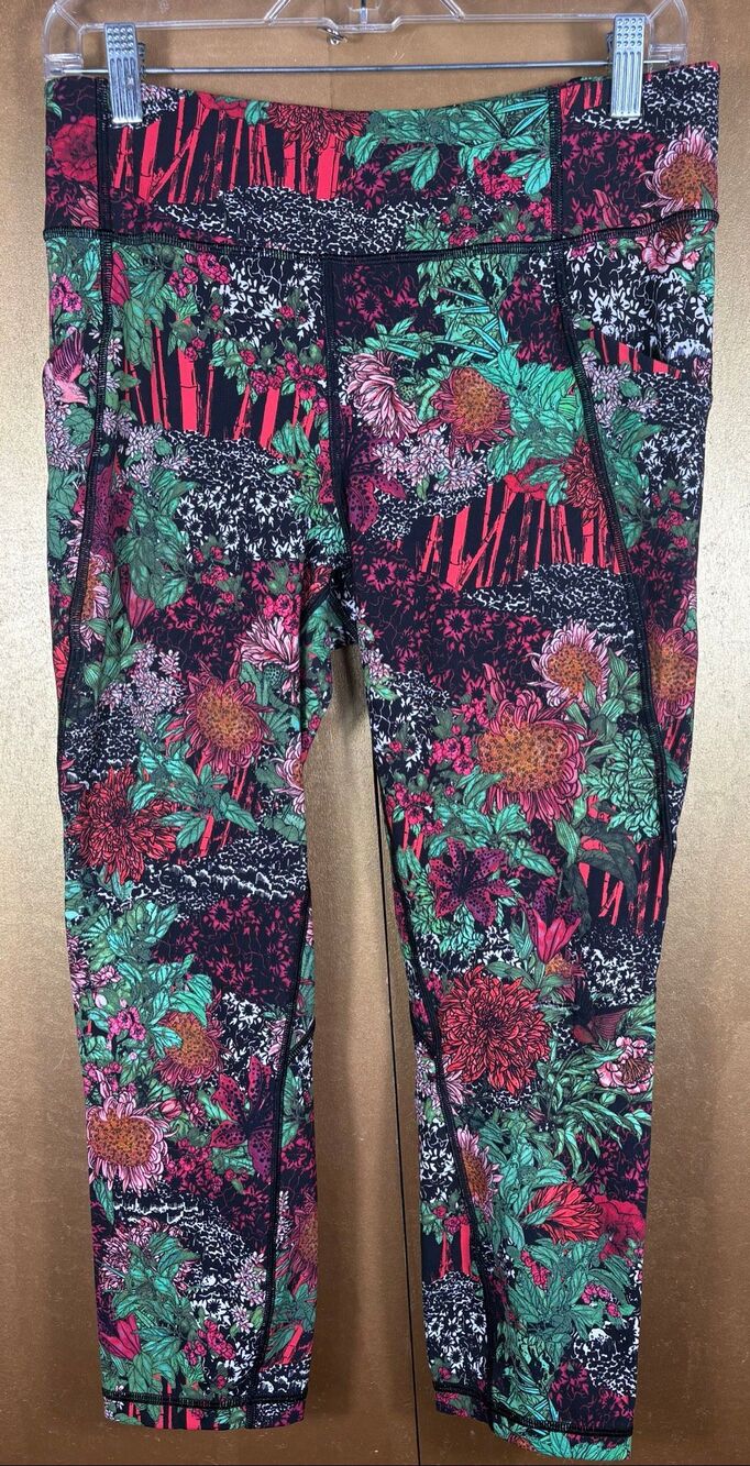 Lululemon Woodland Floral Colorful Microfiber Activewear Leggings size 10